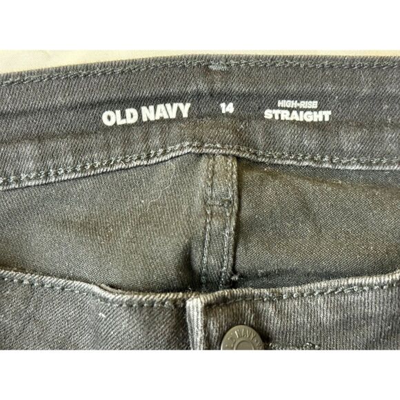 Old Navy High-Rise Straight Jeans – Black – Size 14 - Picture 2 of 2